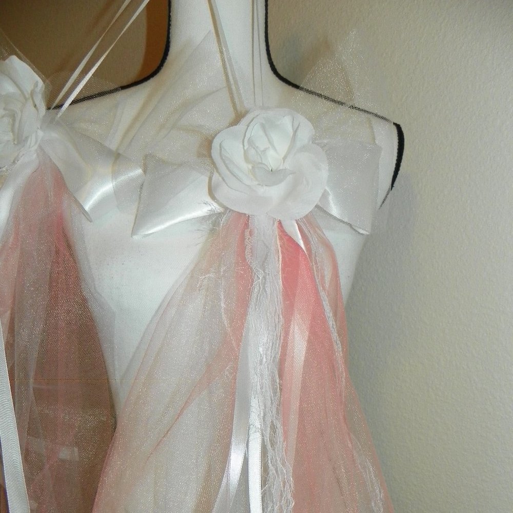 5 White Flower Lace Pink Wedding Pew Party Decor - Picture 3 of 11